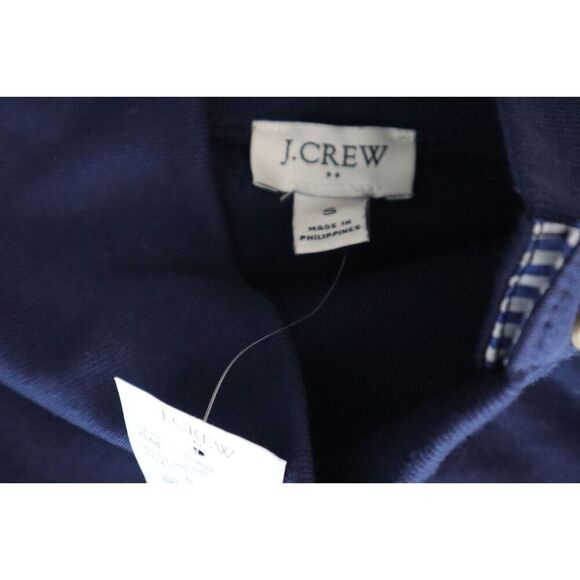 J. Crew BT357 Women's Sz S Blue Wide Button-Collar Pullover Sweatshirt - Picture 4 of 8
